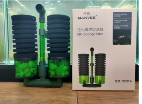 Lọc bio đôi qanvee qs-100a / qs-200a i lọc sủi vi sinh kèm hộp chứa vật liệu, dùng lọc bể cá/ tép