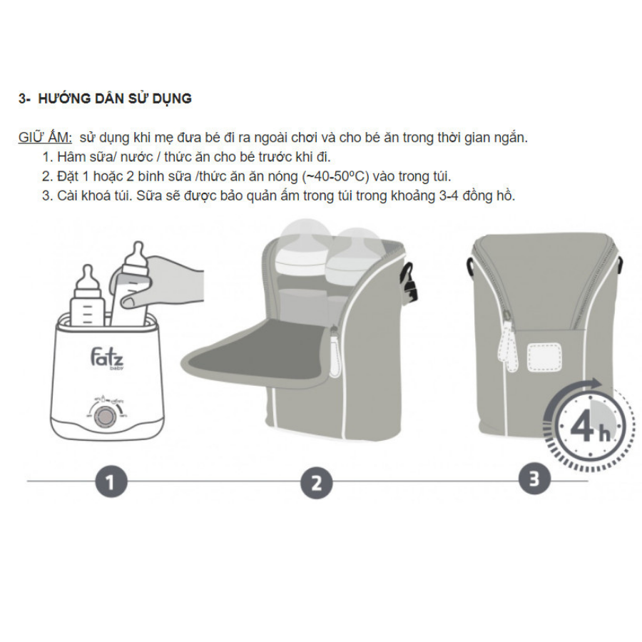 Túi giữ nhiệt bình sữa đôi Fatzbaby (chứa được 2 bình sữa cổ siêu rộng)