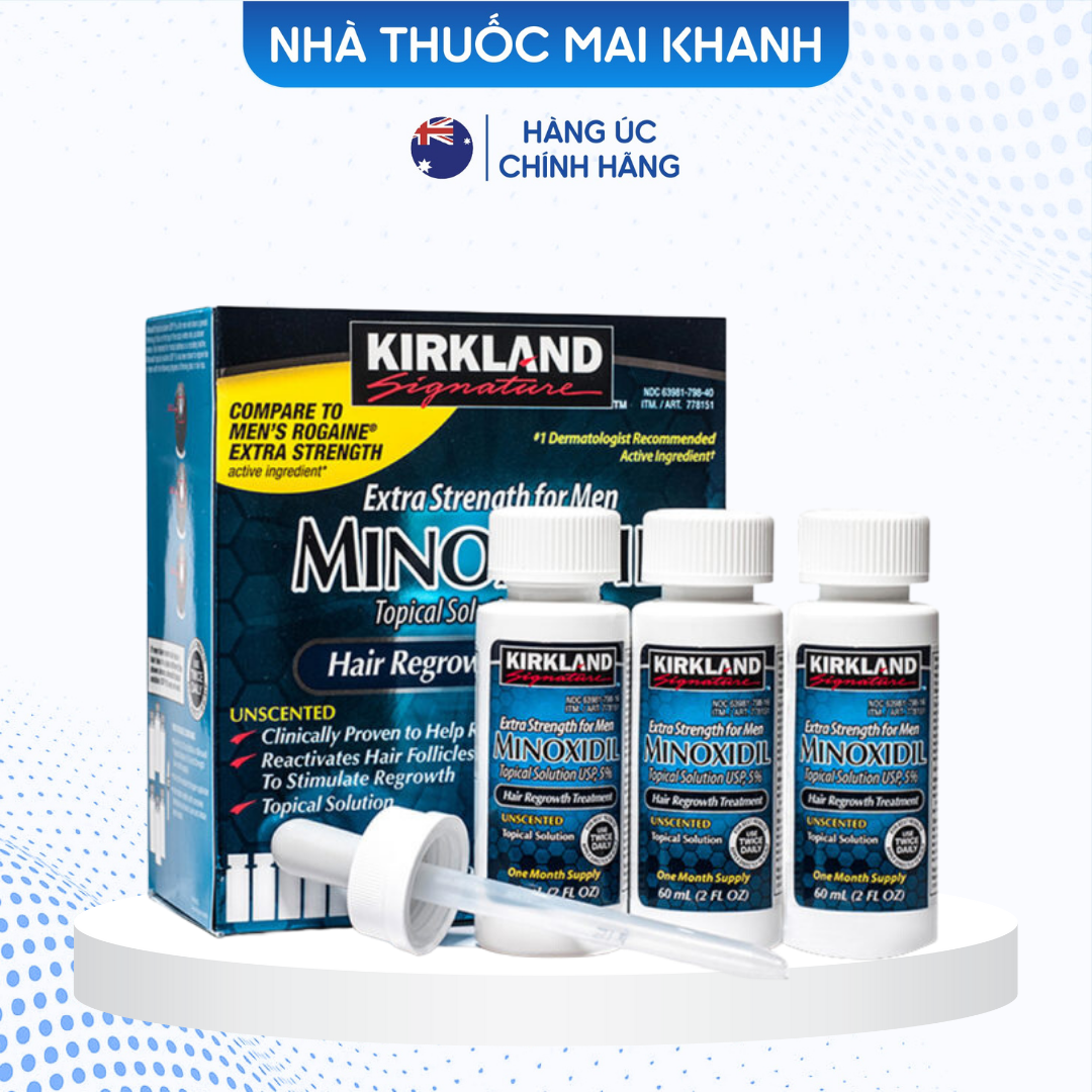 [Chính Hãng] Dung Dịch Minoxidil 5% Kirkland Mọc Râu, Tóc Mỹ 60ml