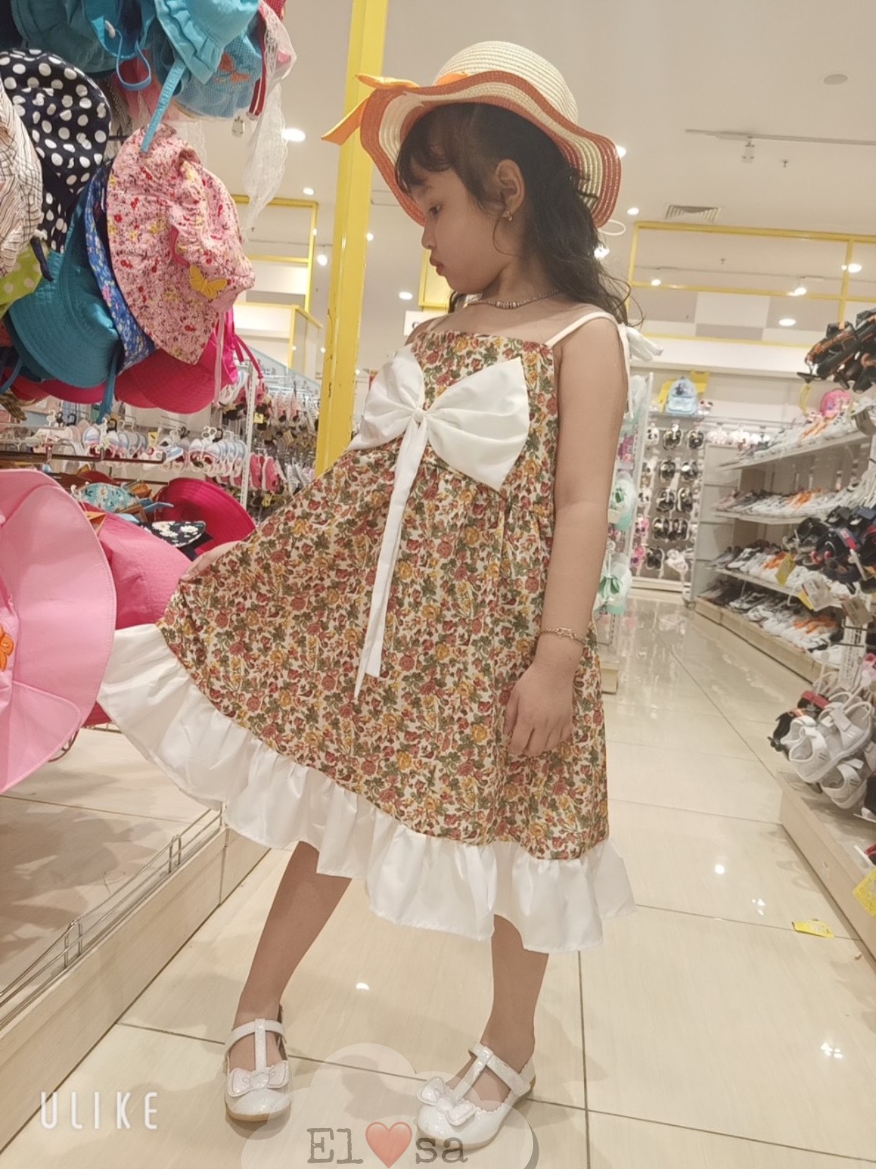 Váy 2 dây hoa hồng nơ ngực cho bé gái V93