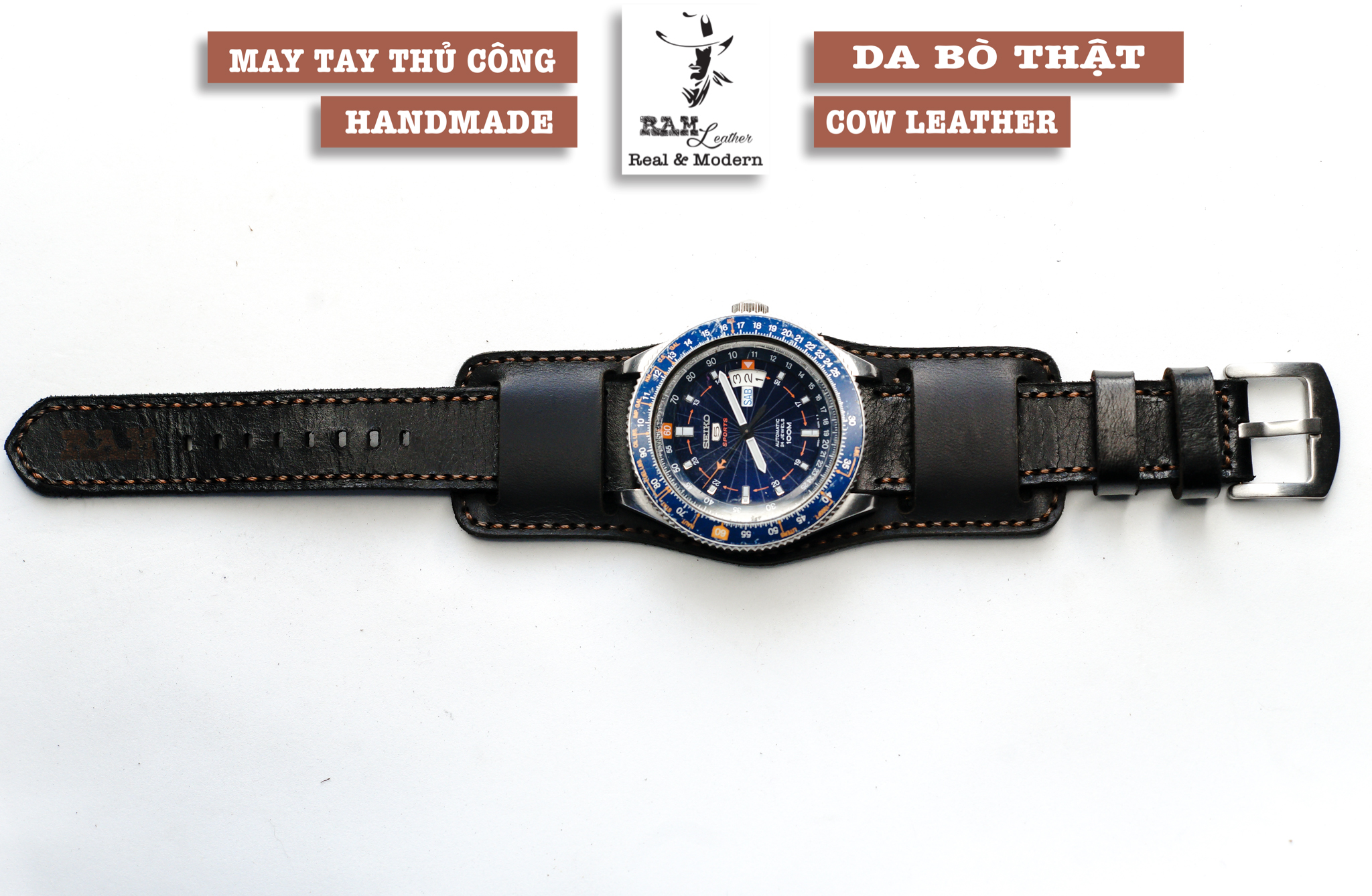 WATCH STRAPS DOUBLE COW LEATHER REAL