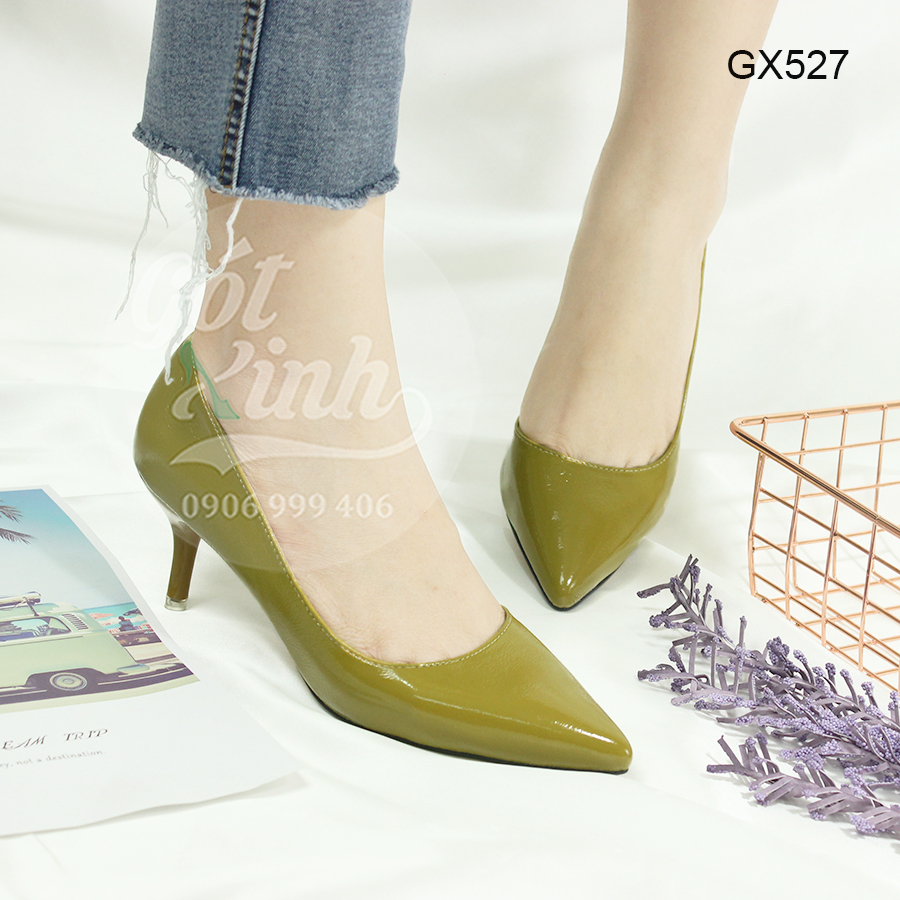 Giày cao gót 5 phân mũi nhọn khoét eo 1 bên - Có size lớn 40 trở lên