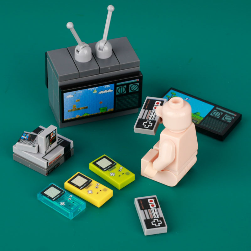Tile MOC printed figure game machine đồ chơi lắp ráp