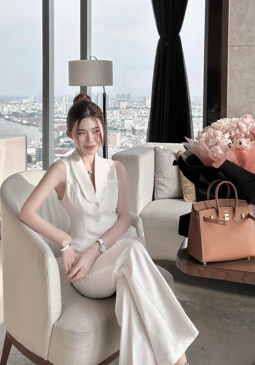 Sét áo vest gile quần ống loe form chanh xả
