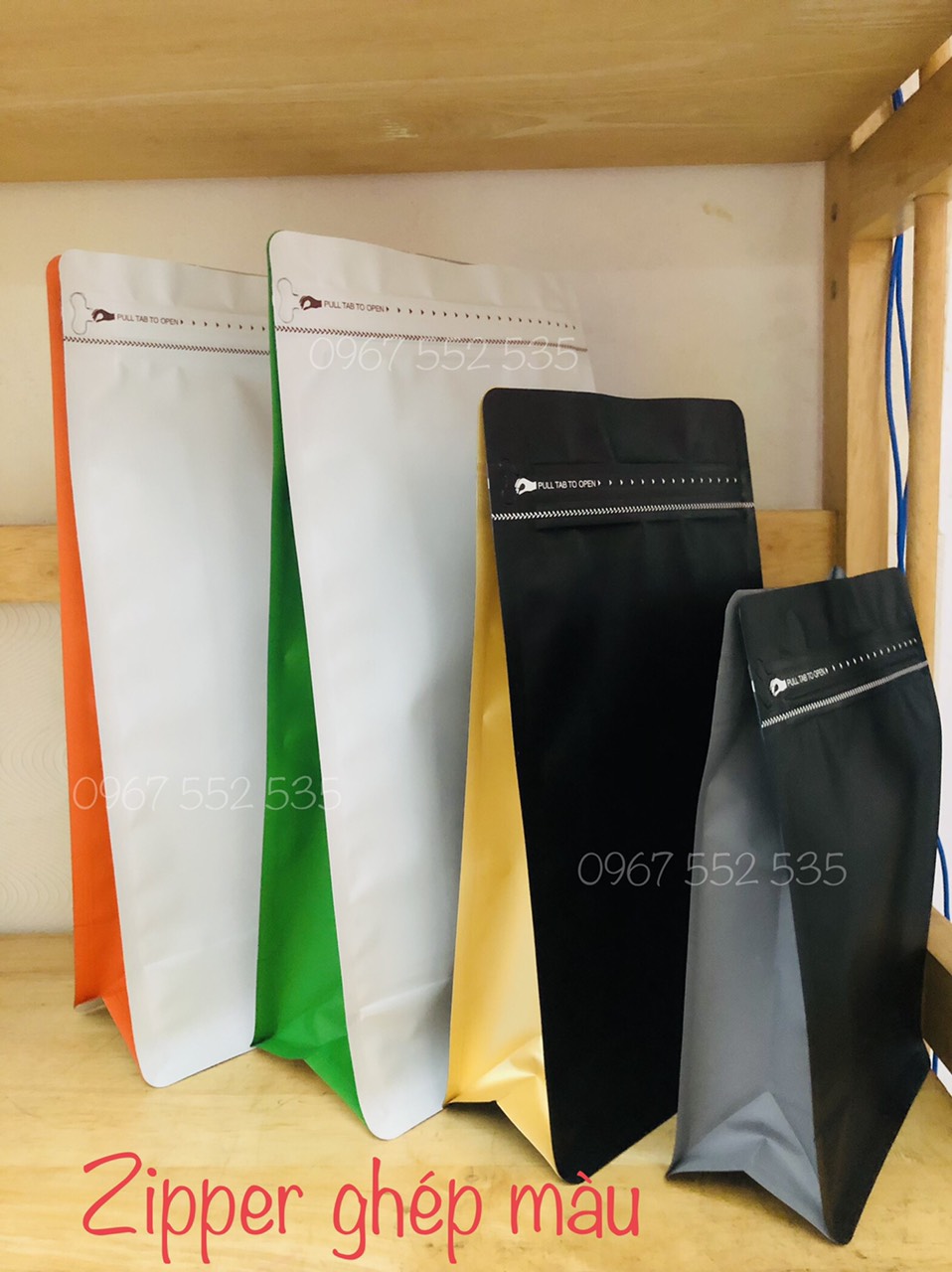 [Mẫu thử - 1 túi Cafe] Túi zipper 8 cạnh cafe (Nhiều màu - nhiều size)