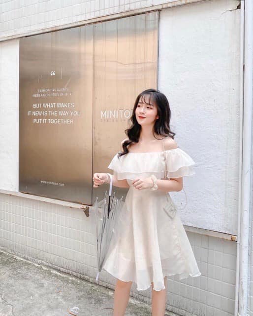 [KÈM ẢNH THẬT] Đầm tiểu thư trễ vai chất voan lụa 2 lớp phong cách hàn quốc, PHUONGMART, Đầm công chúa, đầm nữ, đầm nữ dáng xòe, đầm nữ trễ vai, đầm trắng, đầm nữ dự tiệc, đầm nữ dễ thương, đầm xòe công chúa