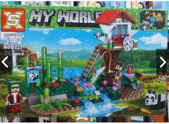 Lego Minecraft - XS 1027 ( Xếp Hình Khe Suối Câu Cá Có Gấu Trúc 243 miếng ghép)