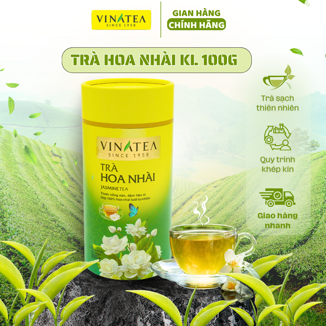 Trà Vinatea ướp nhài tự nhiên lon 100g