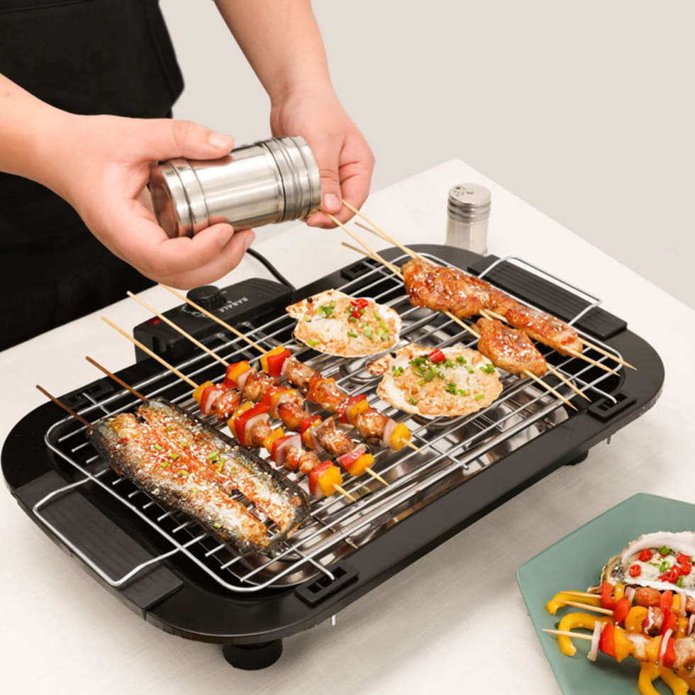 Bếp Nướng Không Khói - Bếp Nướng Điện, Thiết Kế Thông Minh, Trọng Lượng Cực Nhẹ Chỉ 1,5kg Rất Tiện Cho Việc Sử Dụng Tại Nhà, Di Chuyển Làm Tiệc BBQ Tết