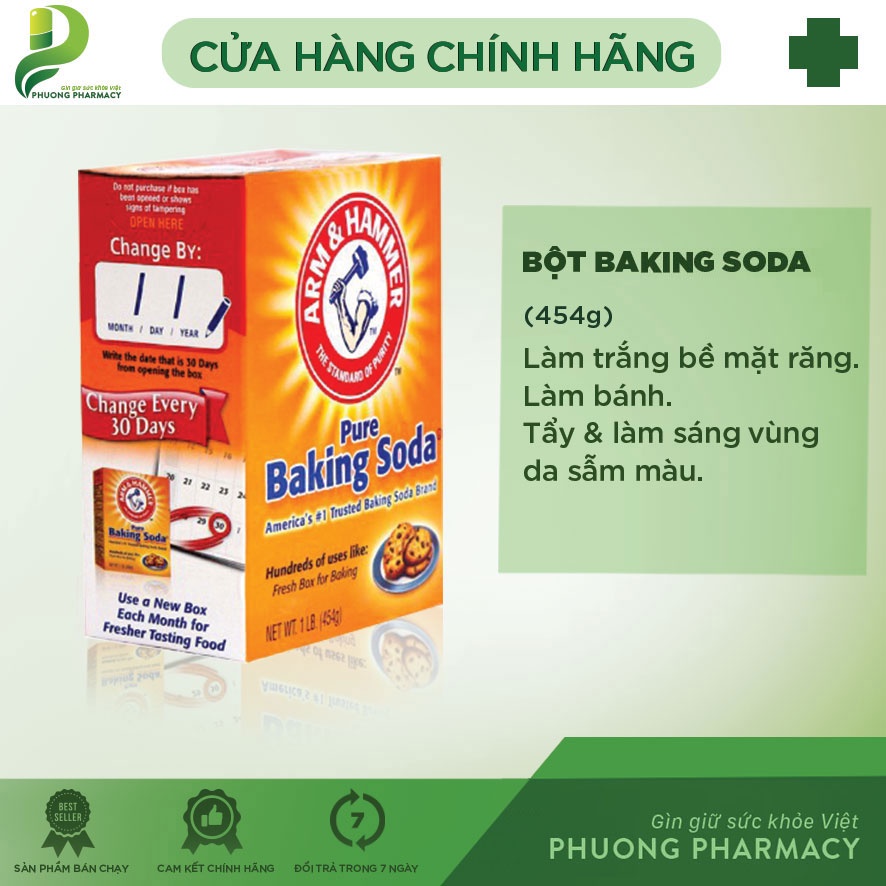 Bột Baking Soda Arm & Hammer làm trắng răng, làm bánh, tẩy tế bào chết 454g P059