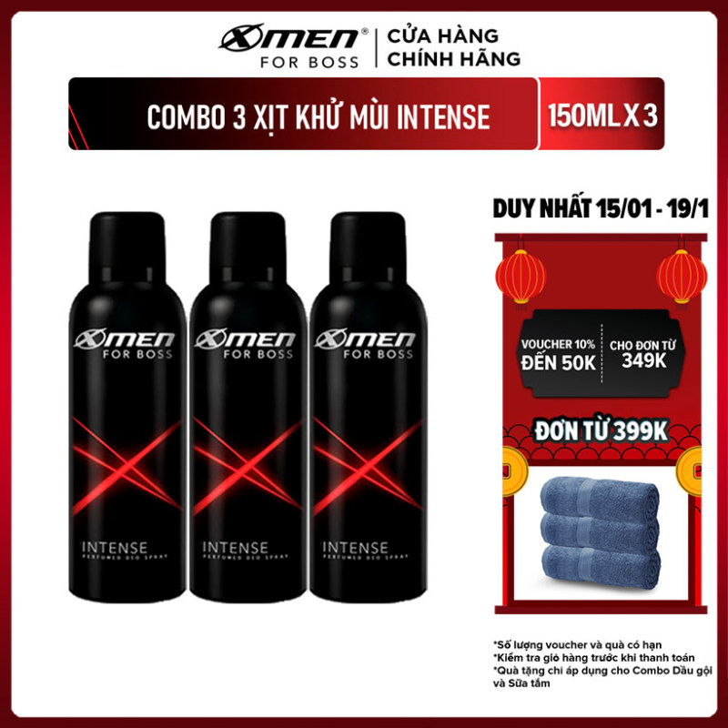 Combo 3 Xịt khử mùi X-Men for Boss Intense 150ml/chai nhập khẩu