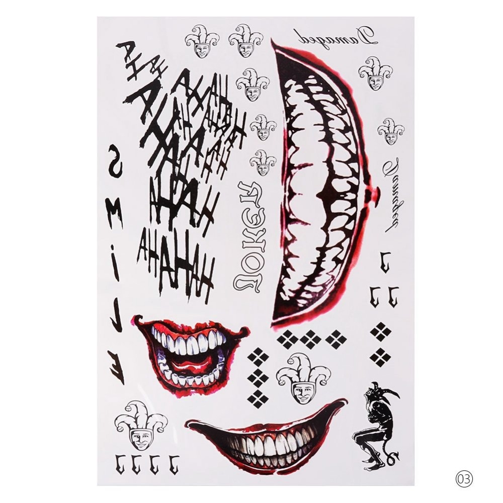 Mua 5 Large-size Sheets Halloween Temporary Tattoos Joker Tattoos, Fake  Tattoo Stickers - Perfect for Halloween, Parties, Cosplay and Costumes  (11.8 * 7.9 inch) trên Amazon Mỹ chính hãng 2024 | Fado