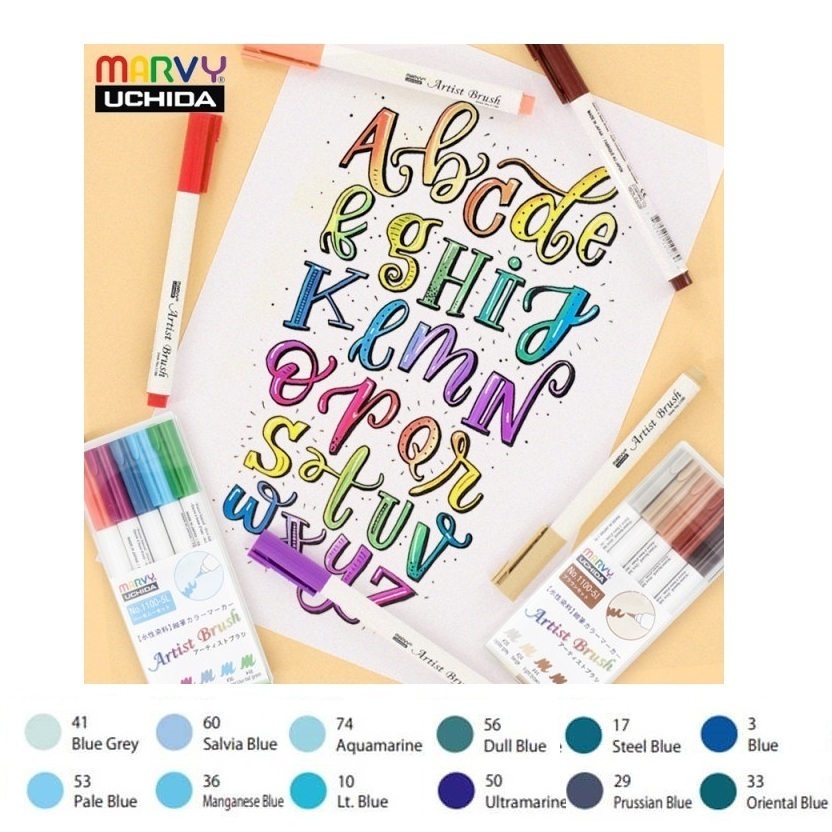 Bút cọ mầu Marvy Artist Brush ( Bán lẻ  Blue Series)