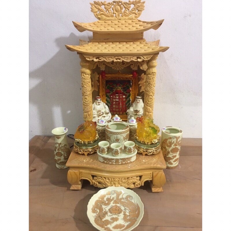 bộ đồ thờ thần tài ông địa (ban thờ kích thước 41 cm)