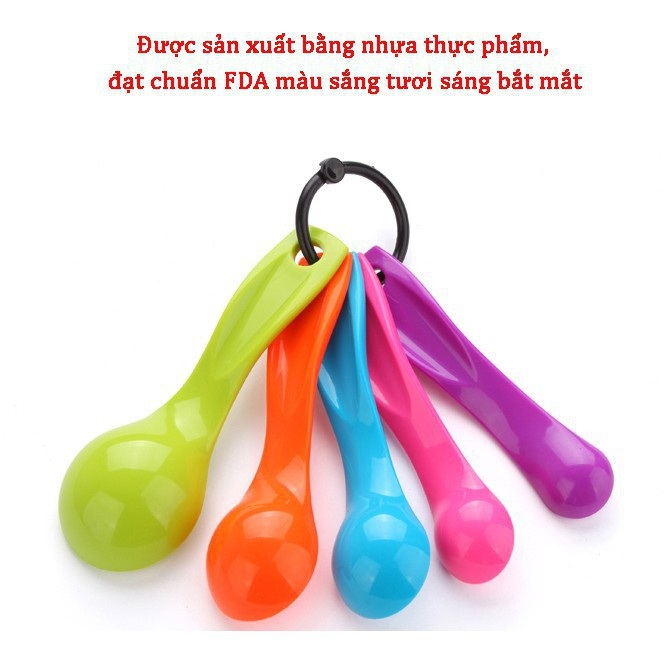 Set 5 Thìa đong gia vị cao cấp làm bánh nấu đồ ăn dặm nhỏ gọn cao cấp - Dụng cụ chế biến thức ăn cho bé