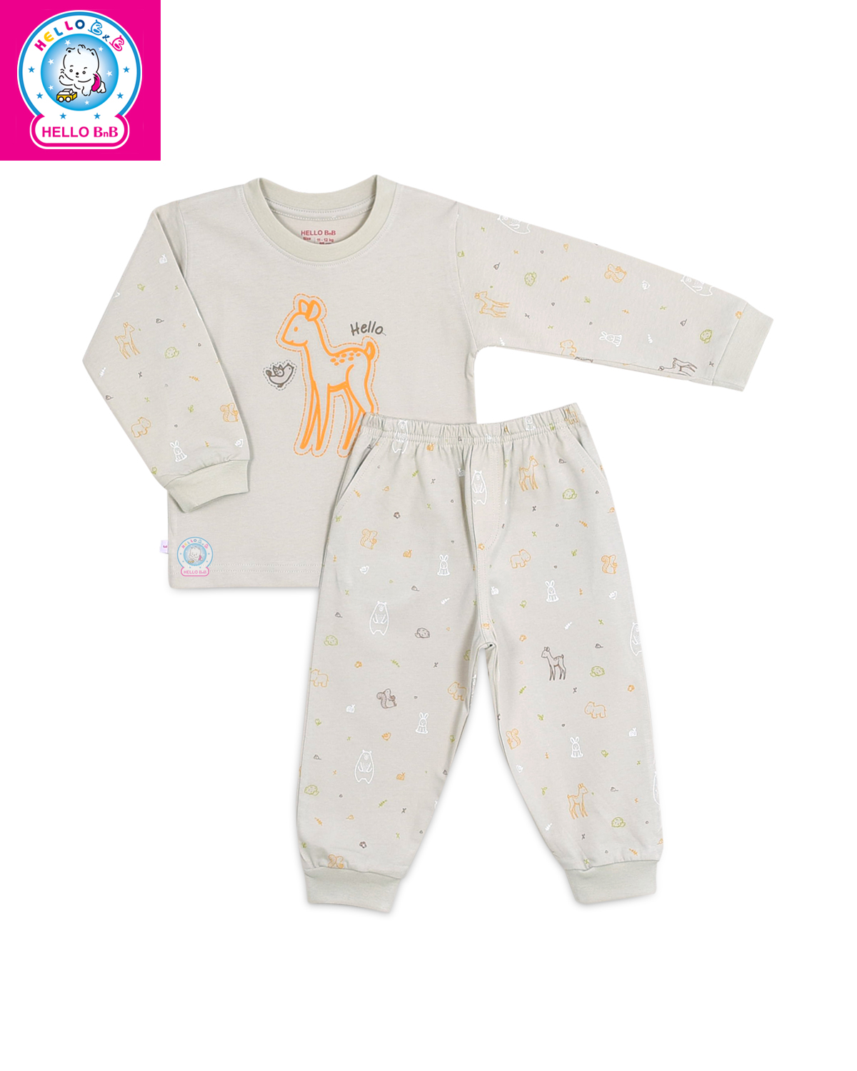 Bộ bông dài bé trai cổ tròn BA1733 - HELLO BnB