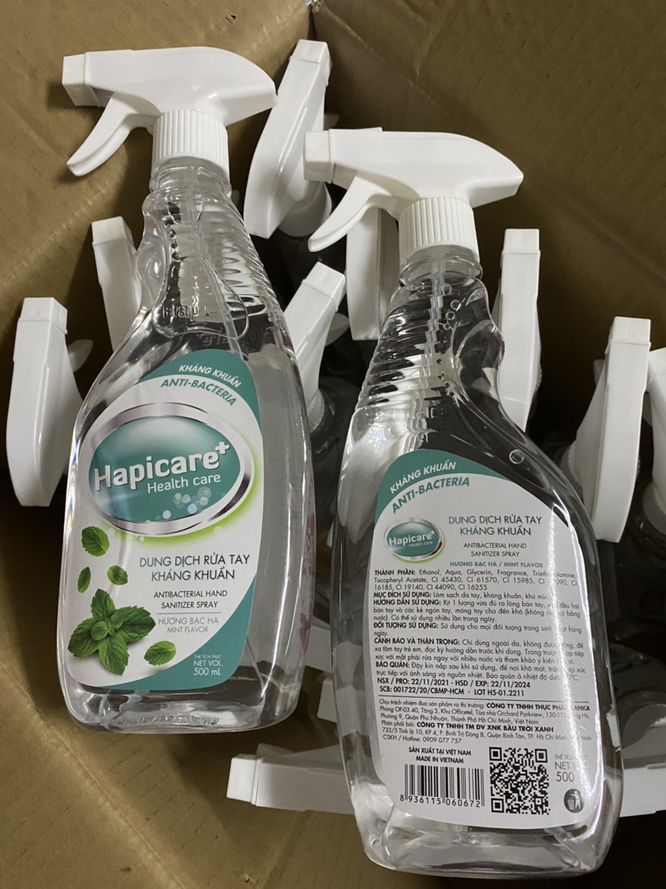 Chai xịt khuẩn HapiCare+ / Dung dịch rửa tay sát khuẩn / Nước khử khuẩn / Xịt rửa tay khô