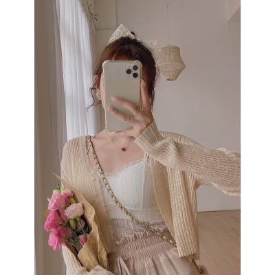 Áo khoác cardigan len tăm loang nhẹ 1 cúc cài