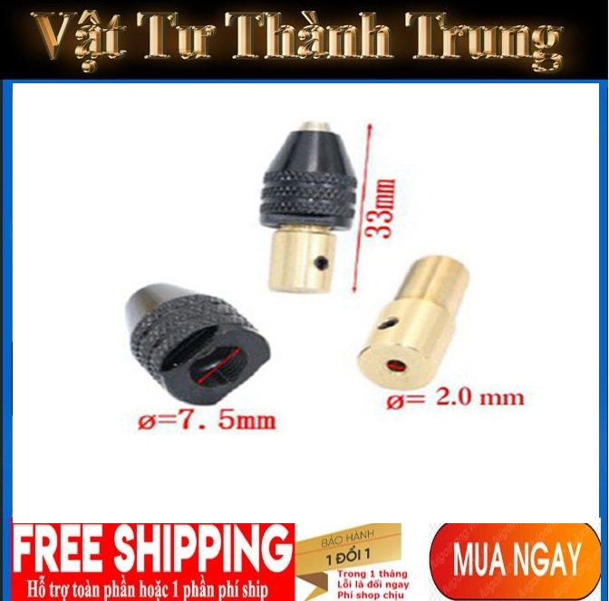 Đầu kẹp mũi khoan cho Motor trục 2mm