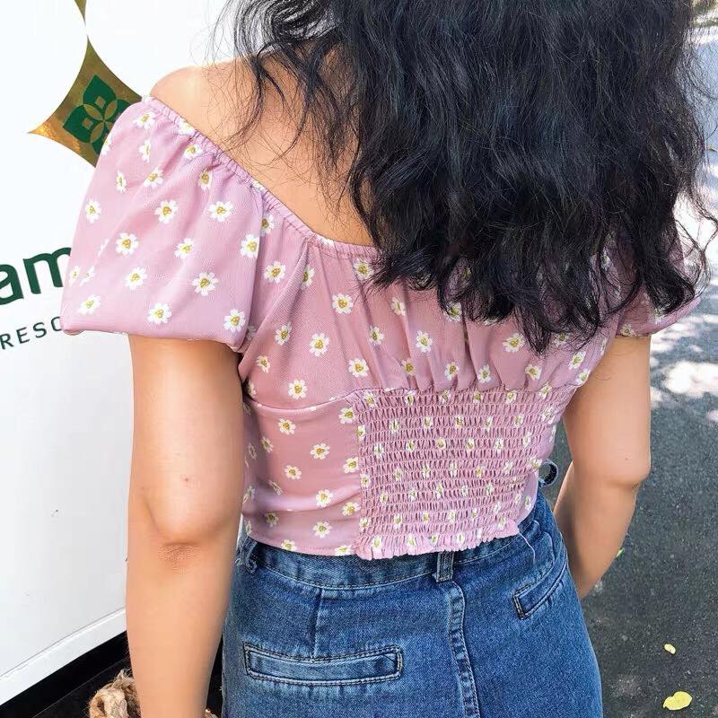 [HCM]ÁO CROPTOP HOA TÍM
