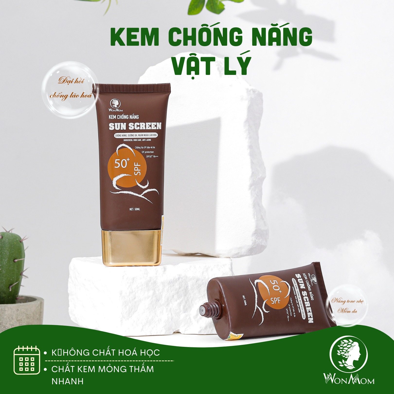 Kem chống nắng Wonmom (Chống nắng vật lý an toàn)