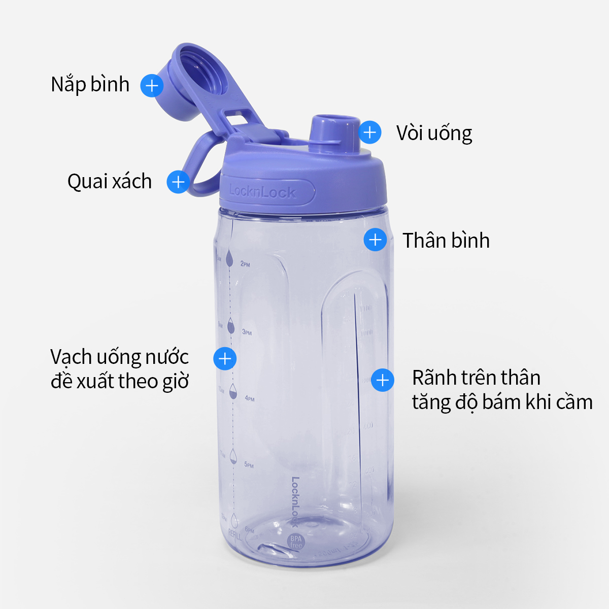 Bình nước Lock&Lock Active large dung tích 1.5L HAP941 - 2 màu
