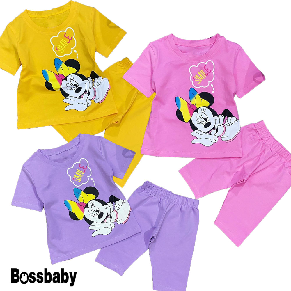 Combo 3 meckey smmiile đồ bộ ngắn taybé gái hinh cho be từ 6kg-26kg.bdbg26.