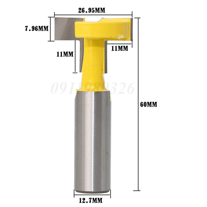 Mũi phay gỗ chạy rãnh chữ T cốt 12.7mm