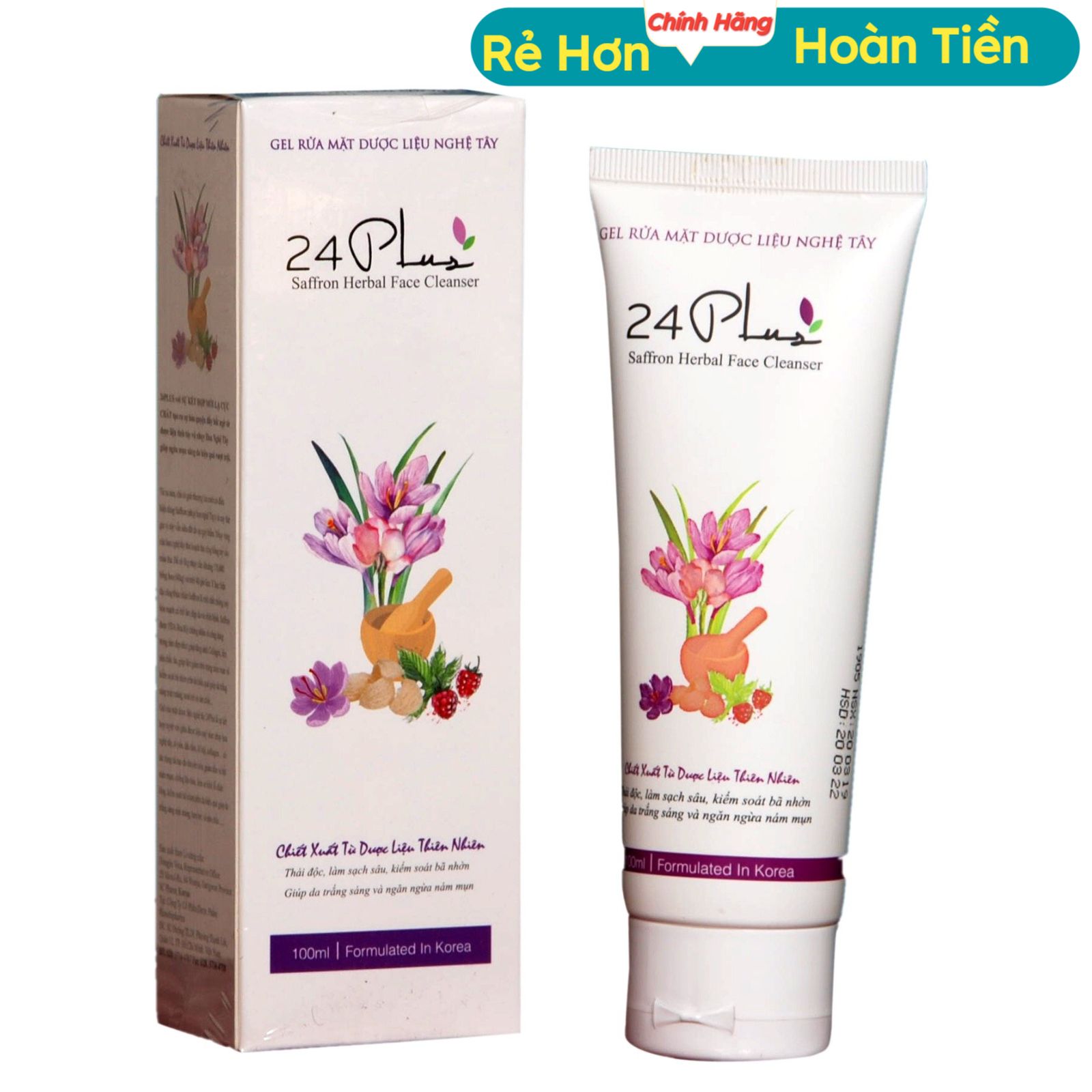 [HCM]Gel rửa mặt dược liệu nghệ tây 24 PLUS 100ml