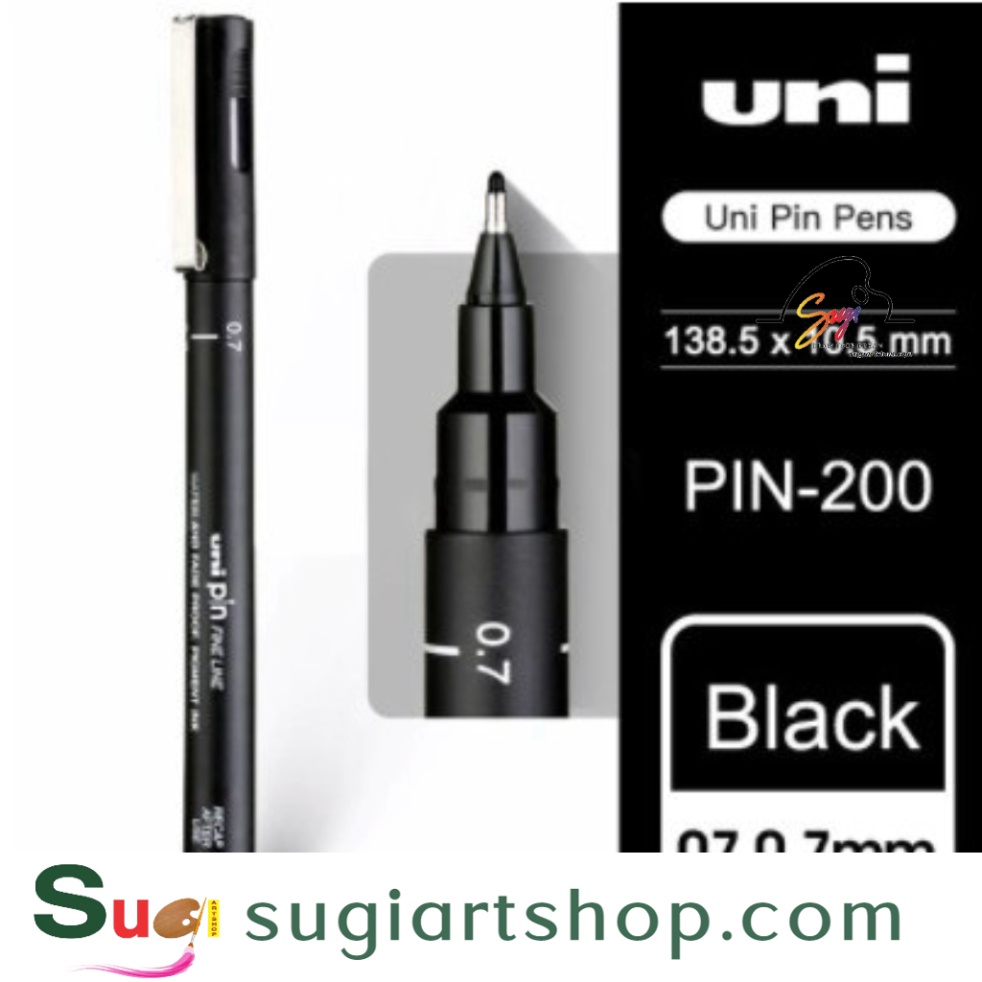 Bút line đi nét uni pin, màu black uni mitsubishi