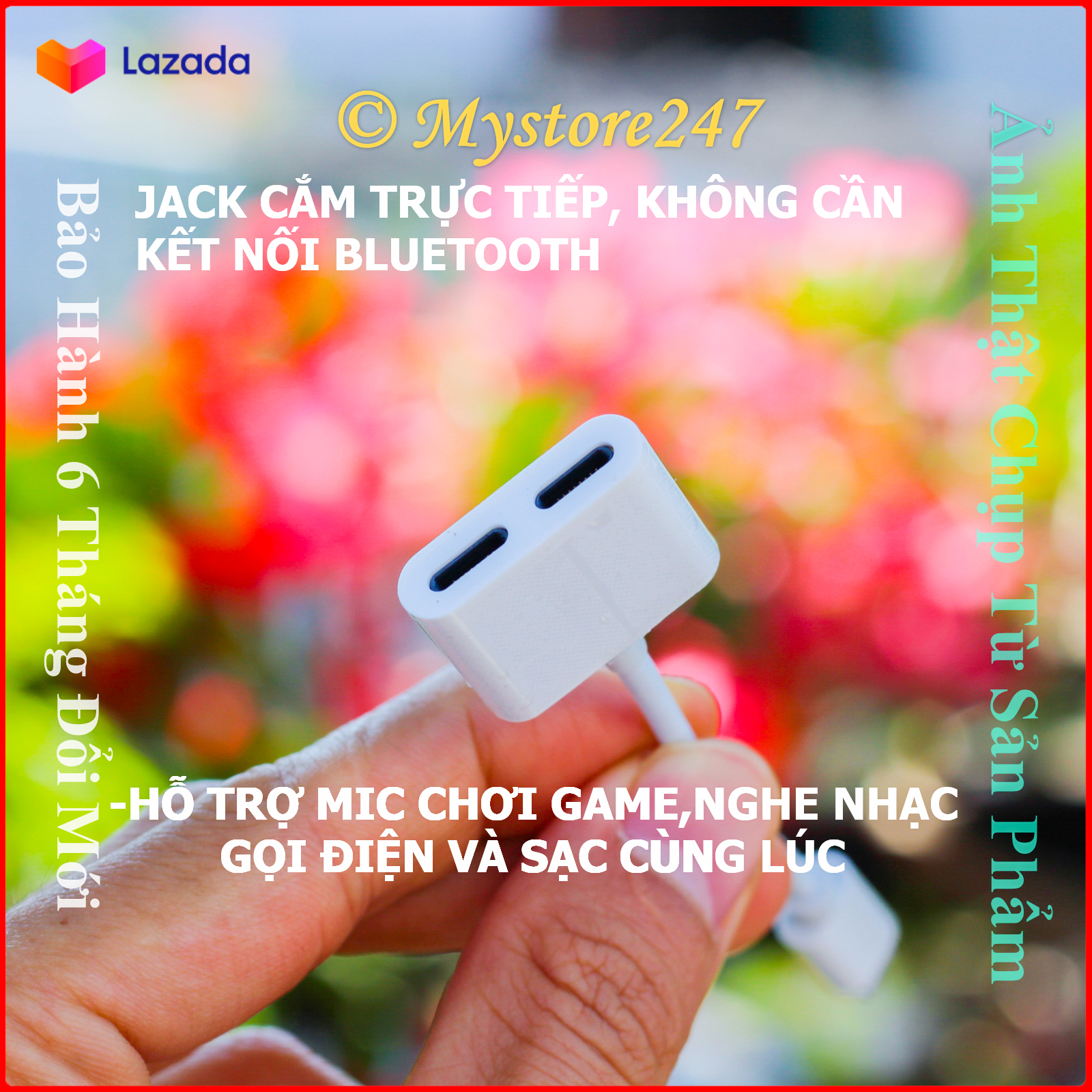 Jack Chuyển Đổi Có Mic+ Giắc Chia Cổng Vừa Sạc Vừa Sử Dụng Tai Nghe - IC Zin Hỗ Trợ Mic Cho dành cho iP 5/6/7/8/X/11 Bảo Hành 12 Tháng