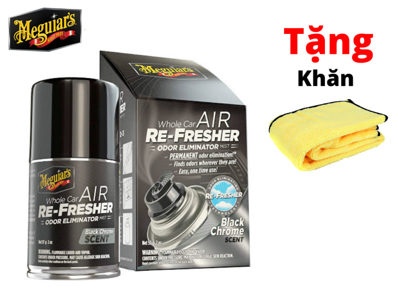 Xịt Khử Mùi Diệt Khuẩn Nội Thất Xe Hơi Black Chrome Meguiars Tặng Khăn