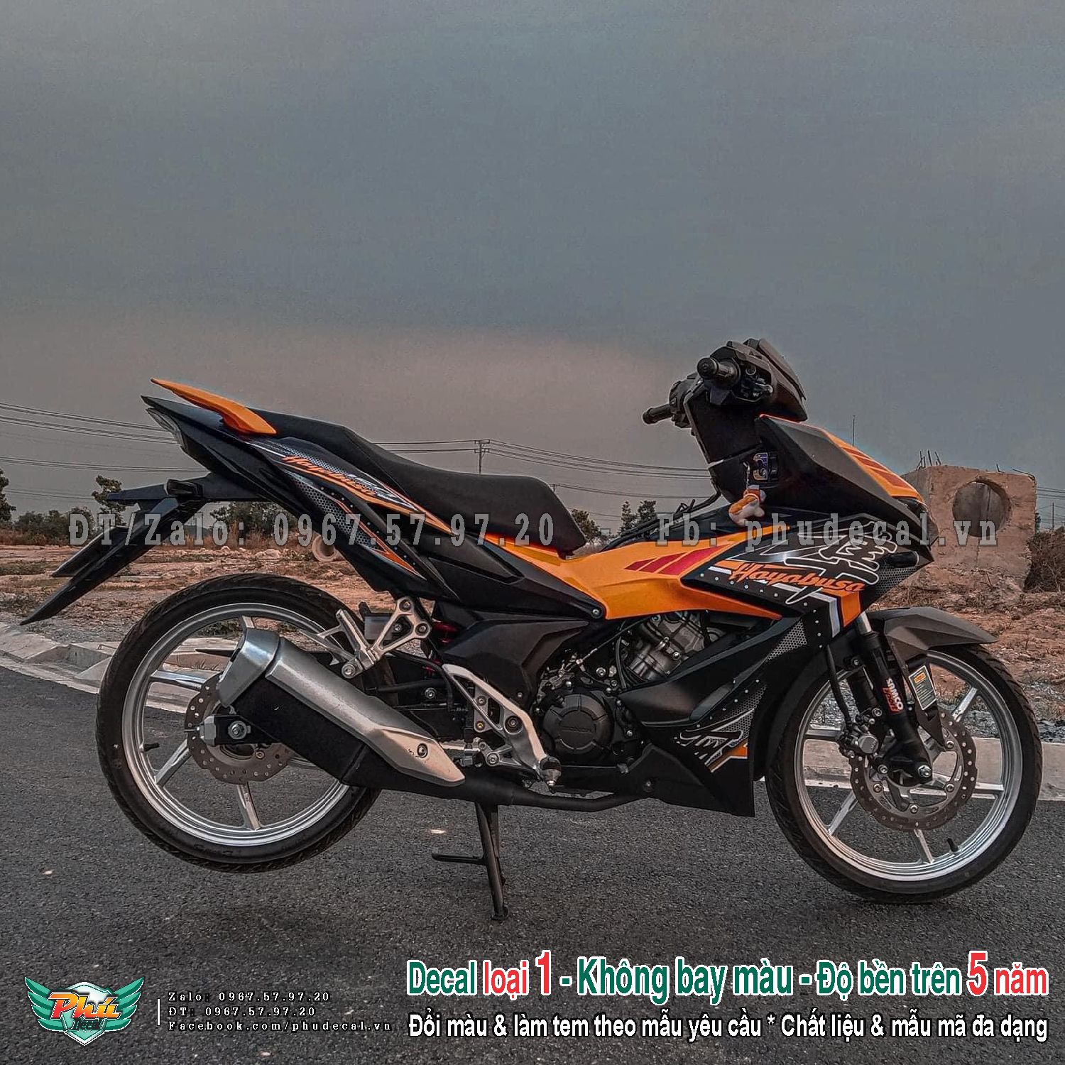 Tem rời xe Winner X Hayabus cam đen