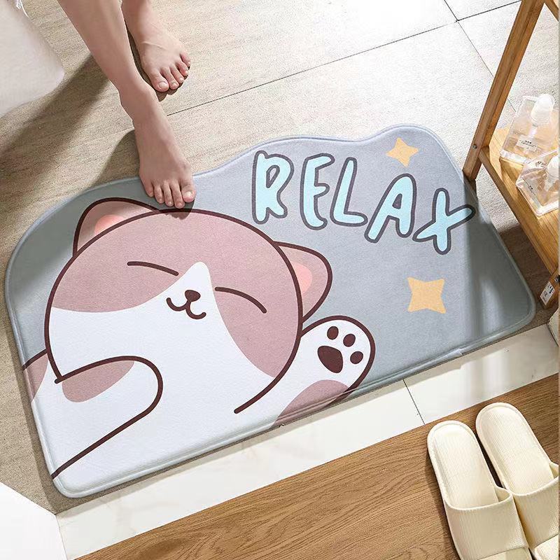 Thảm Lau Chân Nhà Bếp, Nhà Tắm Hình Động Vật  - Thảm Chùi Chân 3D Trải Sàn Nhà Thấm Hút Nước, Chống Trơn Trượt
