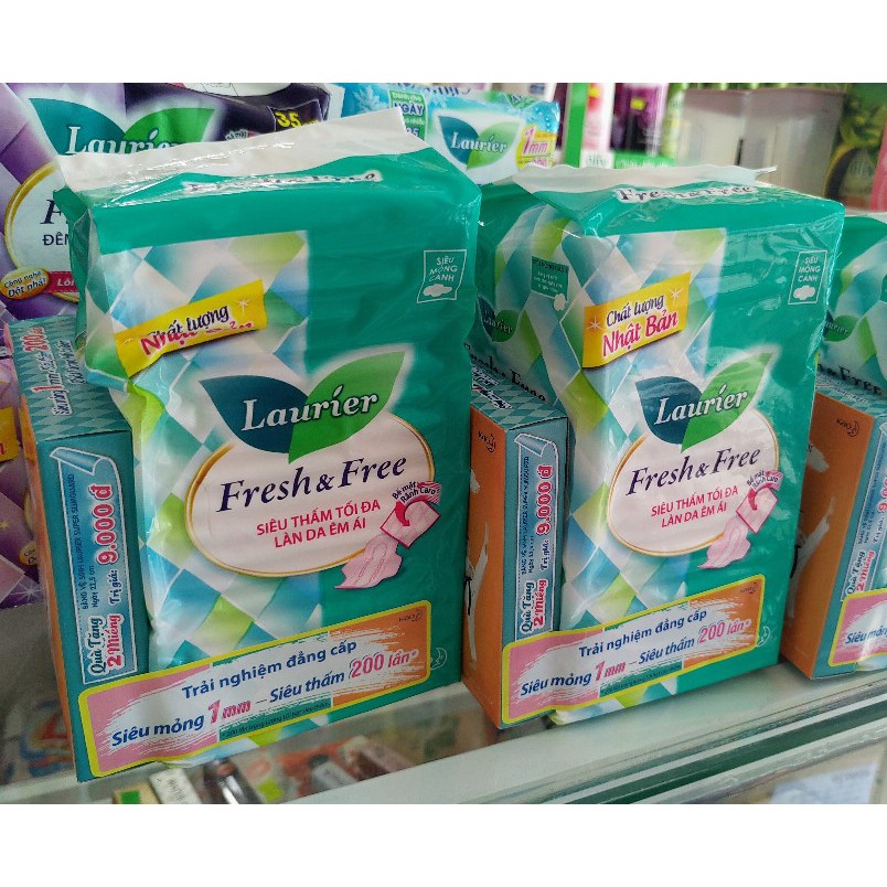 Băng Vệ Sinh Laurier Fresh & Free Siêu Mỏng Có Cánh 20 Miếng