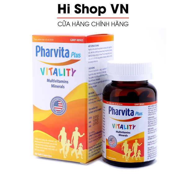 Vitamin tổng hợp Pharvita Plus bồi bổ cơ thể, tăng cường sức đề kháng, giảm mệt mỏi suy nhược - Chai 30 viên dùng cho người từ 6 tuổi cao cấp