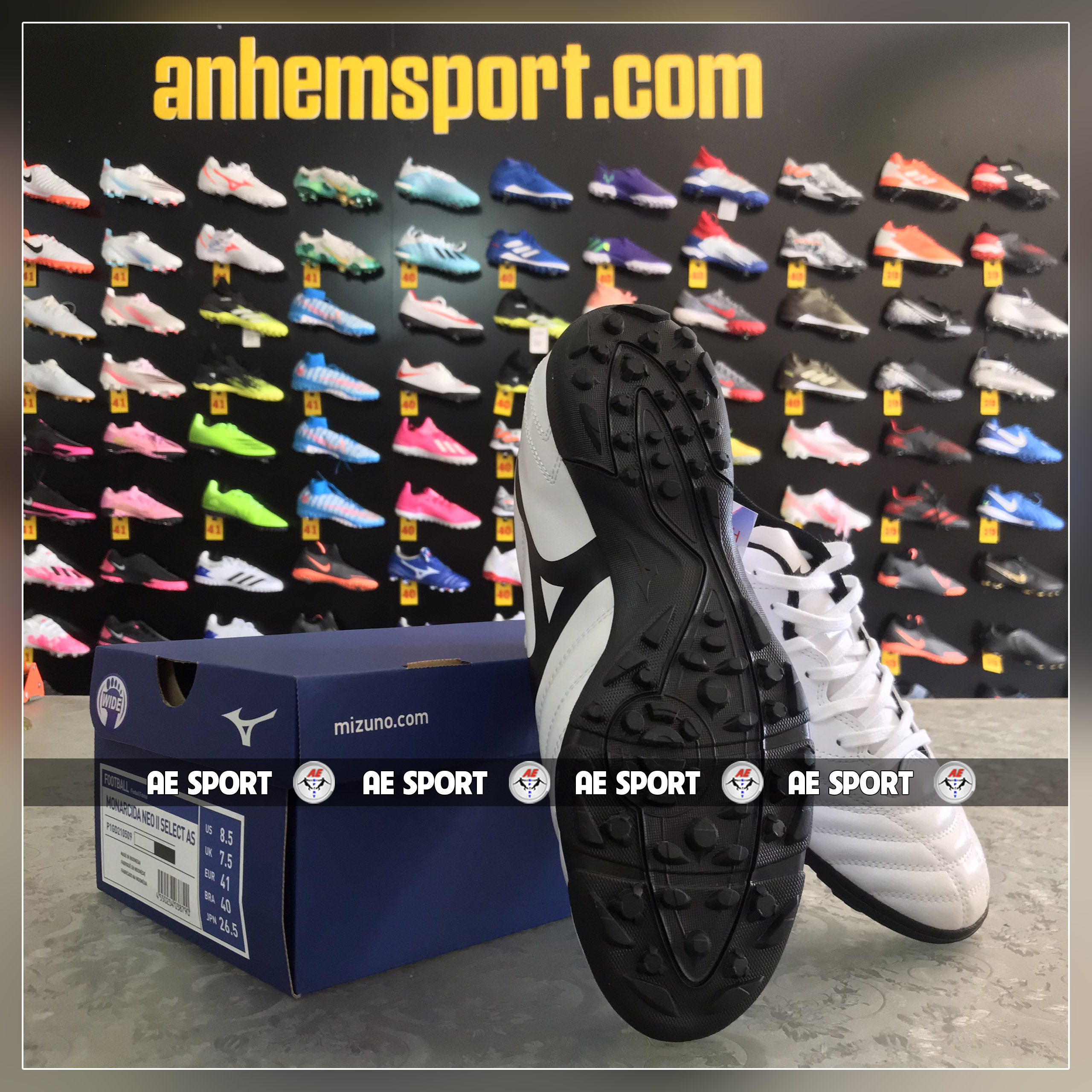 GIÀY ĐÁ BÓNG MIZUNO MONARCIDA NEO II SELECT AS TF - TRẮNG / ĐEN