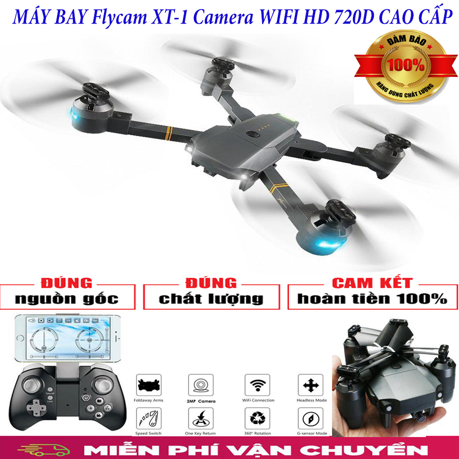 [HCM]Mua Flycam Mini Giá Rẻ Flycam Full Hd-Máy Bay Điều Khiển Từ Xa XT-1 Kết Nối Wifi Quay Phim Chụp Ảnh Full HD 720P Camera Chống RungHình ảnh sắc Nét Full HD - BẢO HÀNH 12 THÁNG