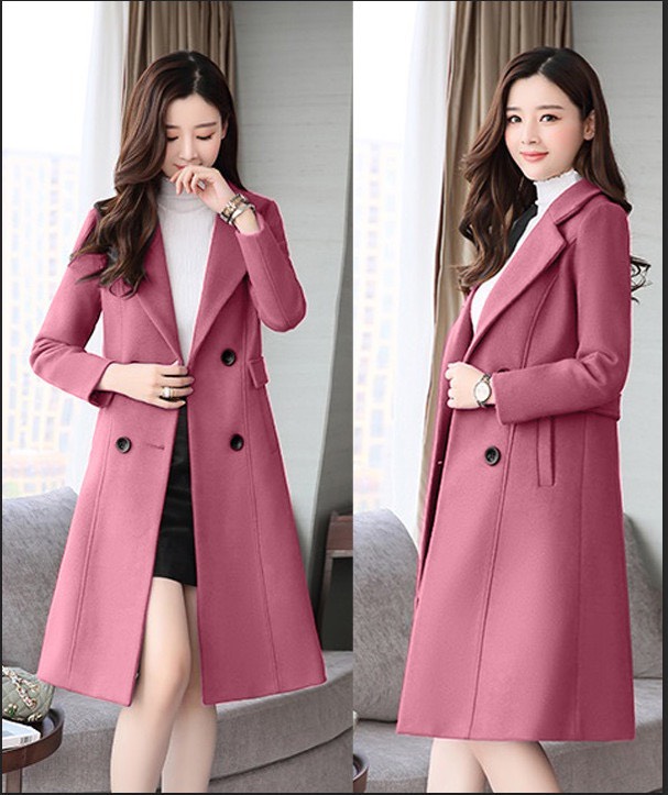 ÁO KHOÁC DẠ CỔ VEST DÁNG DÀI PHỐI NÚT - QC450875