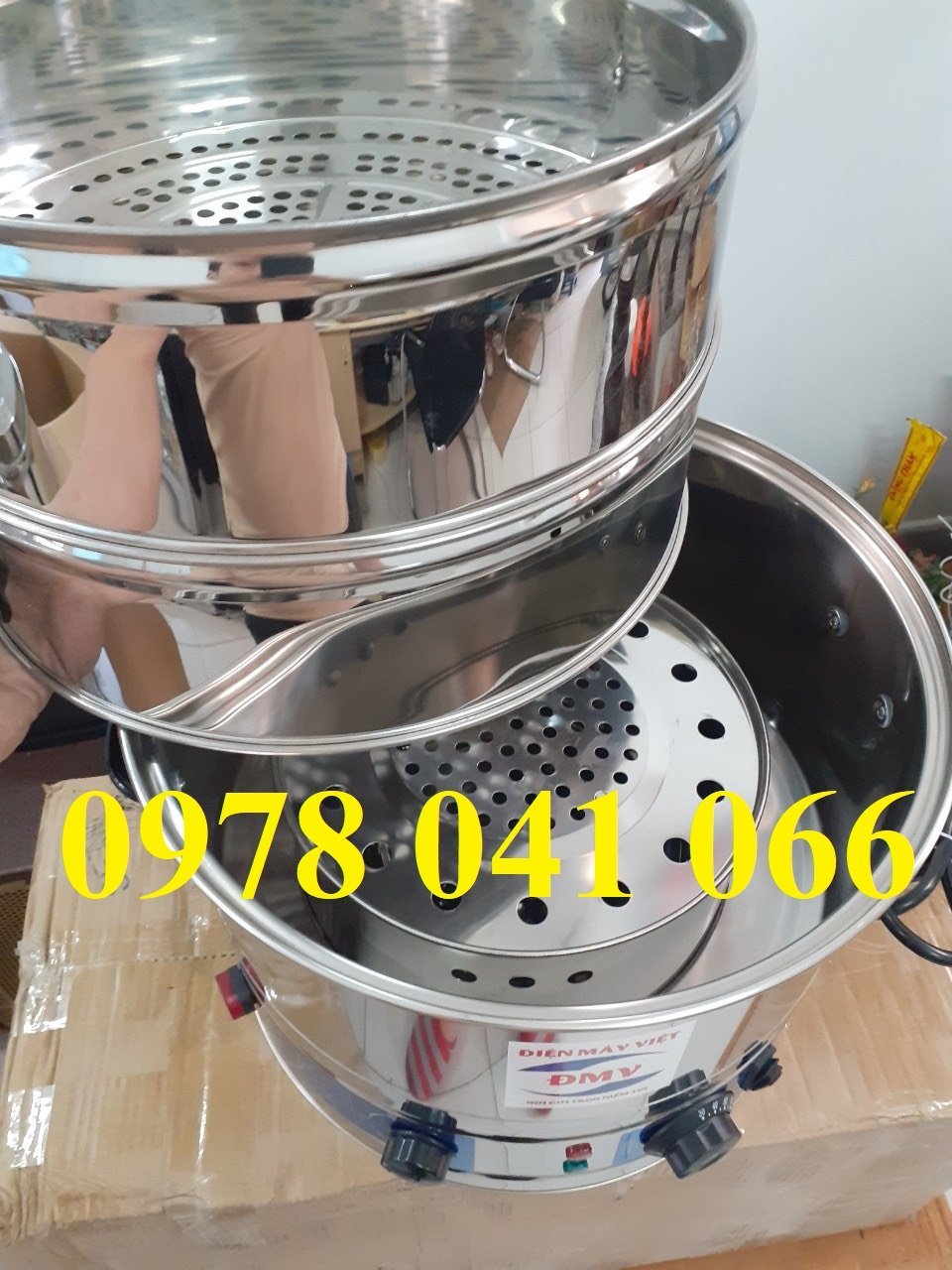 Nồi hấp bánh flan 40cm chạy điện 3 tầng hấp