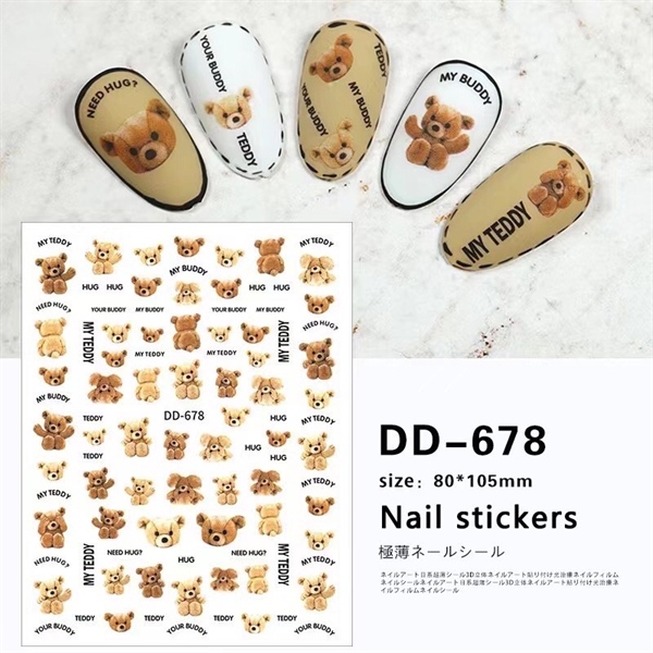 Stickers dán móng hình gấu nâu DD-678 trang trí móng