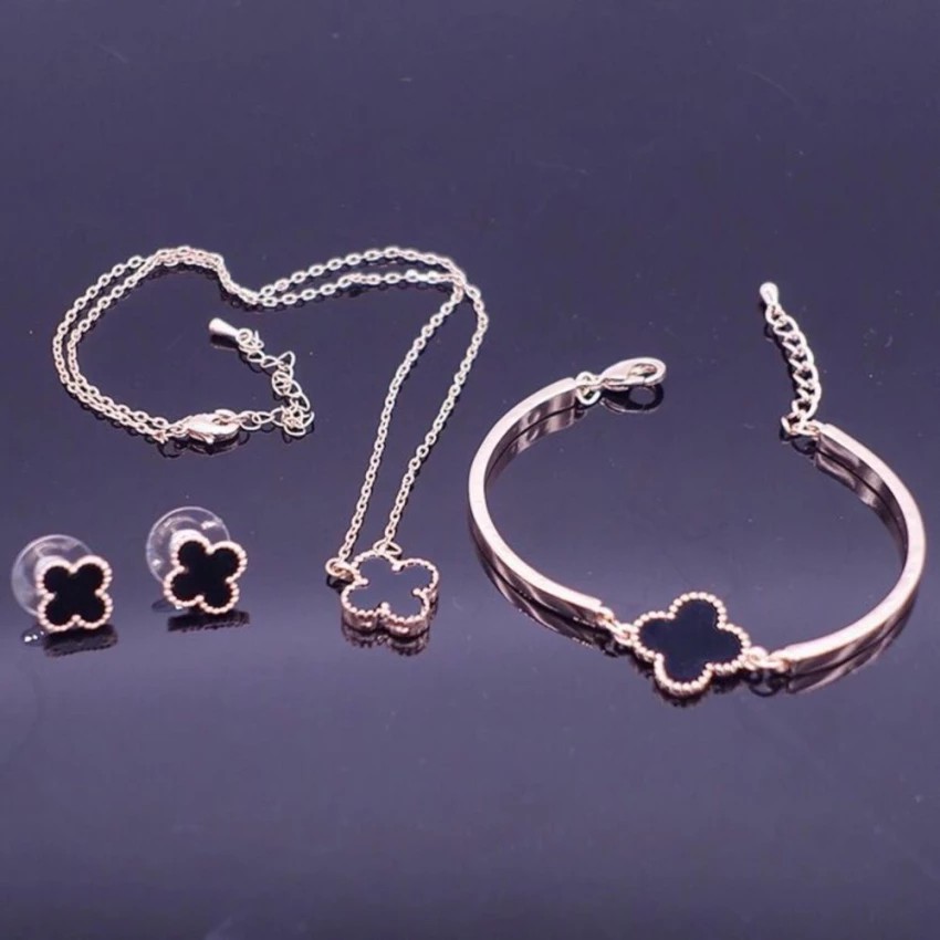 Bộ trang sức cỏ bốn lá (Đen)