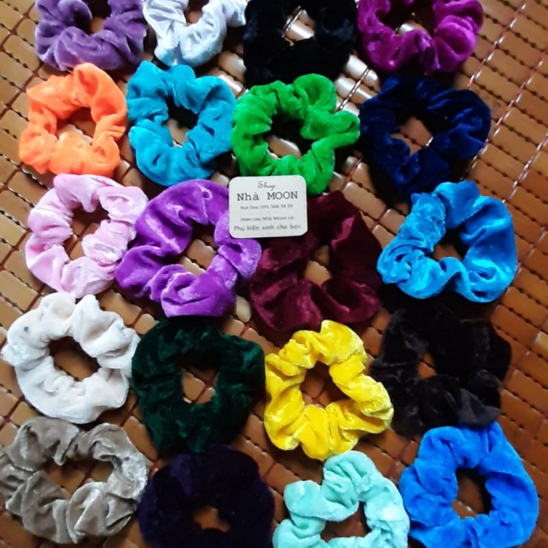 Buộc tóc ( dây cột tóc) chiếc nhung Scrunchies Phụ nữ thun cao su ( bạn chất với shop để chọn màu)