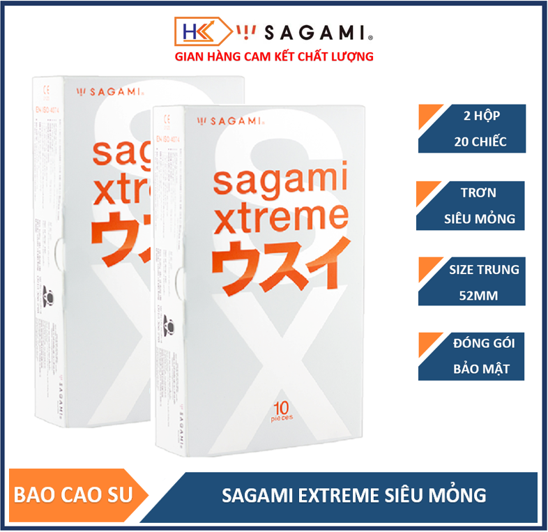 Bộ 2 hộp Bao cao su Siêu mỏng Cao cấp Sagami Xtreme Super Thin 10 bao