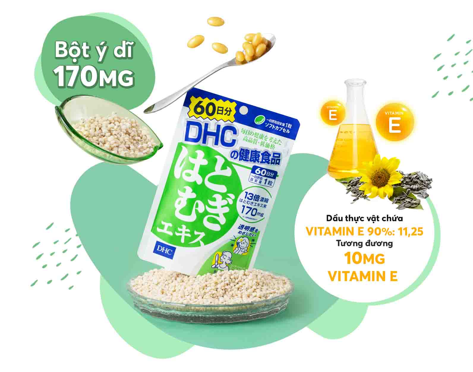 Combo Viên uống DHC Sáng hồng da 30 Ngày (Rau Củ & Adlay)