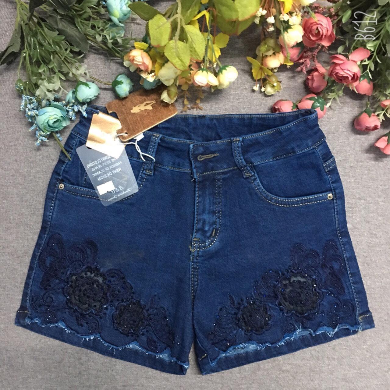 [HCM]Quần sọt jean thêu hoa đính cườm (có big size) JST