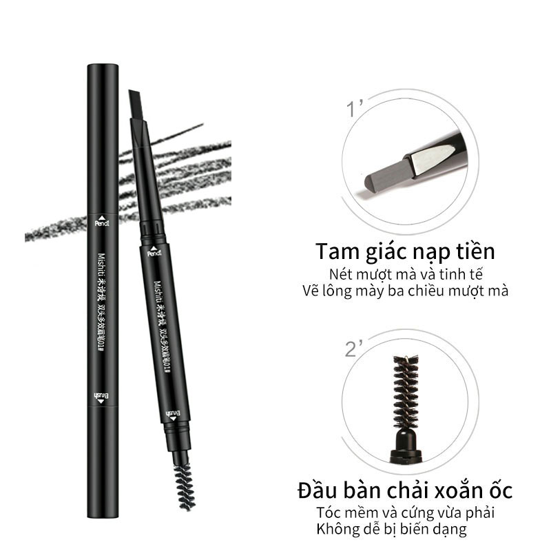 Chì Kẻ Mày 2 Đầu, Hàn Quốc Designing Eyebrow Pencil Lâu Trôi Đủ Các Tone Màu 5 ALLIN