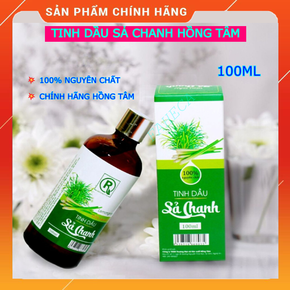 Tinh dầu Sả Chanh Nguyên Chất 100ml Hồng Tâm - Tinh dầu đuổi muỗi , Thơm phòng , Xông phòng - Chính hãng