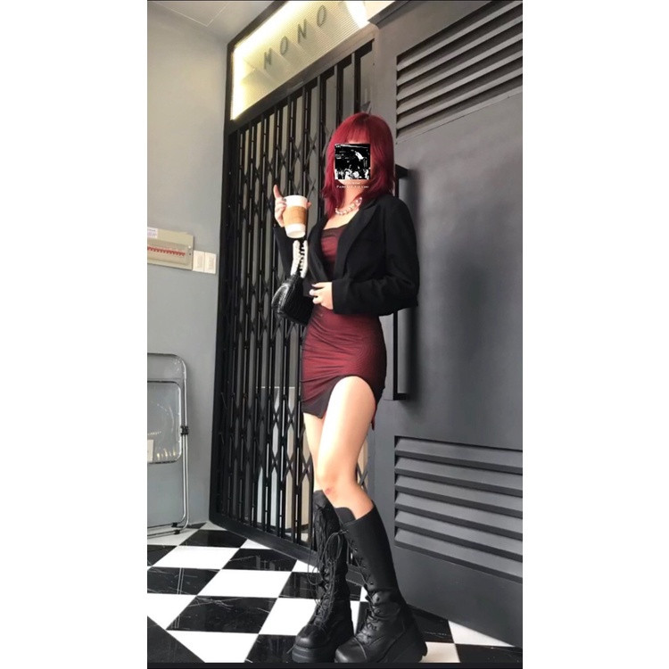 (FREESHIP - SẴN ) HIGH BOOT - GIÀY BỐT ĐEN ĐẾ CAO BUỘC DÂY THỜI TRANG