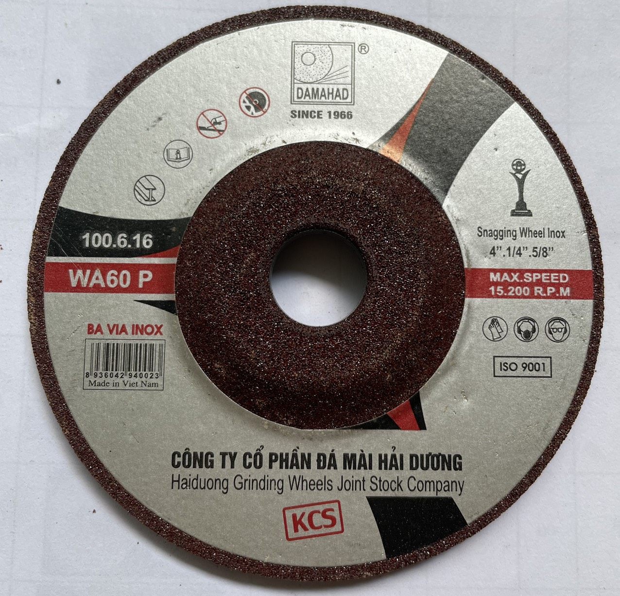 Đá mài inox hải dương 1 tấc 100x6.0x16mm hàng chính hãng công ty